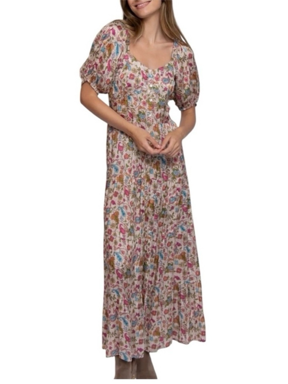 NWT Natural Life boho floral maxi dress size XL